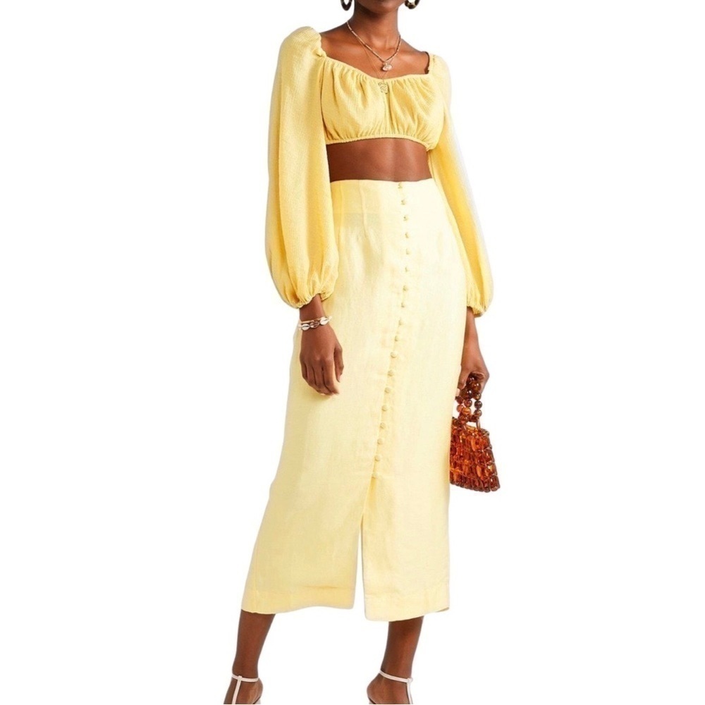 NWT CULT GAIA Off-Shoulder Crop Top Yellow Large